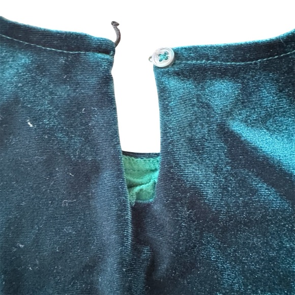 Peek Girls Velvet Holiday Dress Green Drop Waist Long Sleeve Size 4-5 - Picture 7 of 8